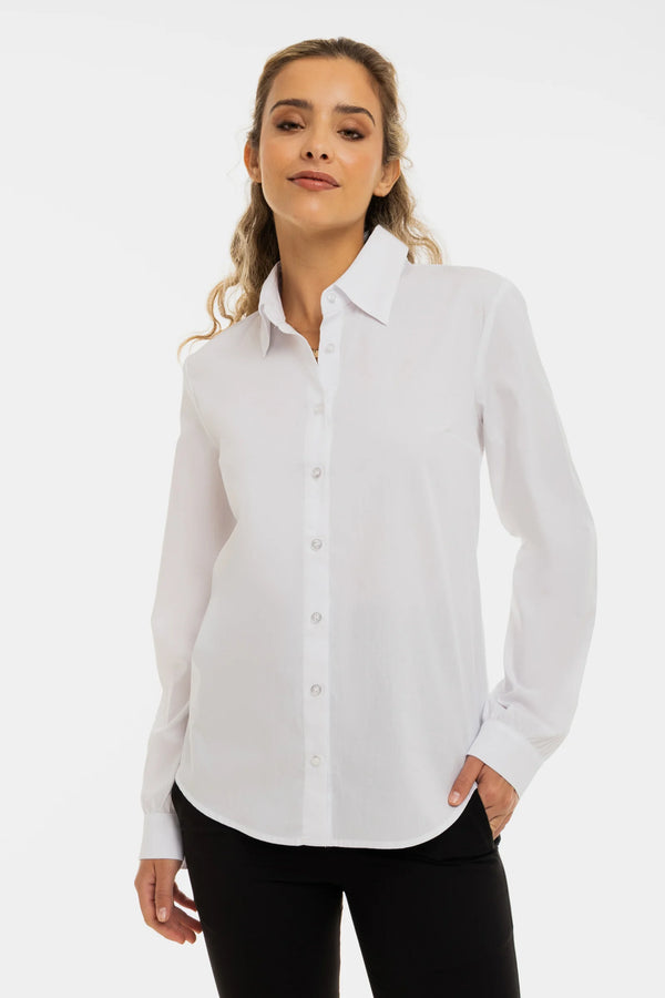 Памучна риза 2 в 1 за бременни и кърмещи - бяла