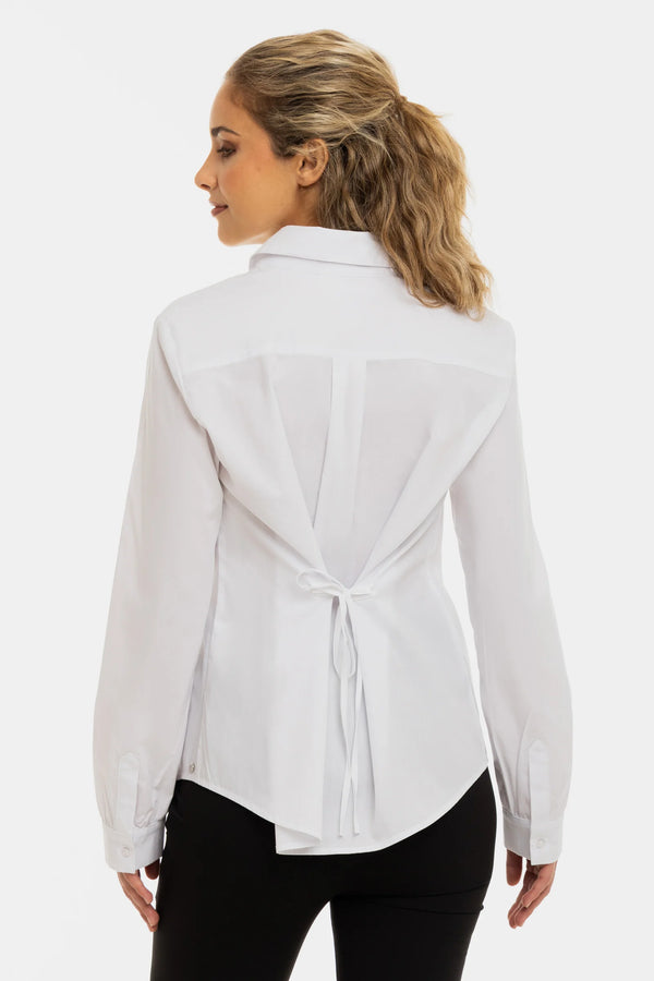 Памучна риза 2 в 1 за бременни и кърмещи - бяла