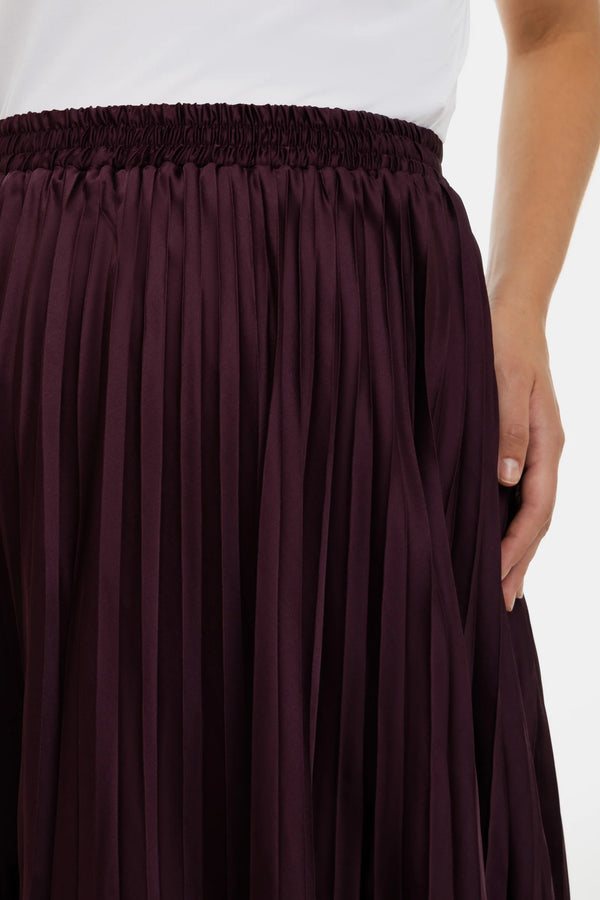 Плисирана сатенена пола за бременни - бордо