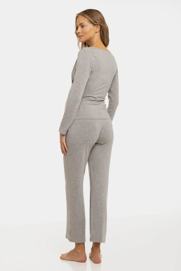 Пижама за бременни и кърмещи - сив меланж