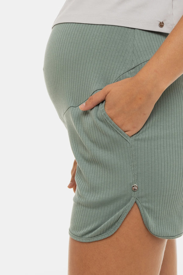 Рипсени къси панталони за бременни – мента