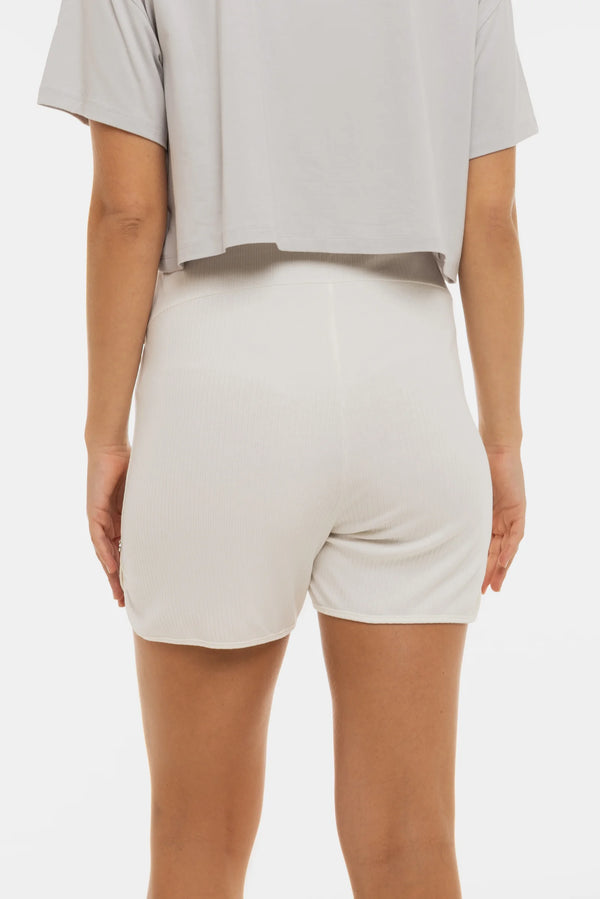 Рипсени къси панталони за бременни – екрю