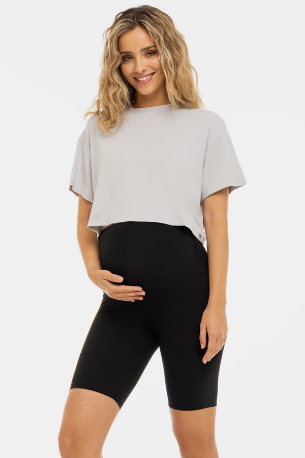 Къс клин за бременни с набори - черен