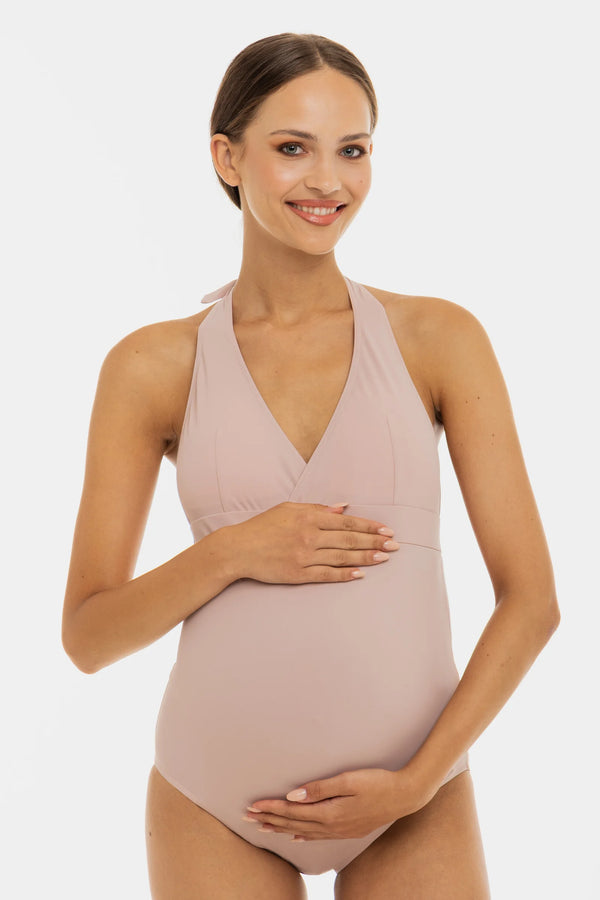 Цял бански за бременни и кърмещи - пудра