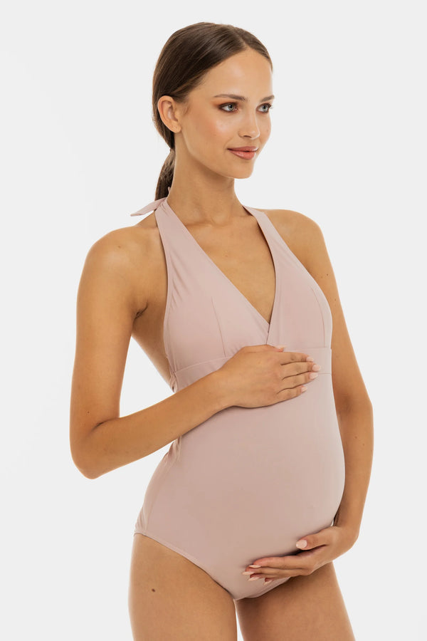 Цял бански за бременни и кърмещи - пудра