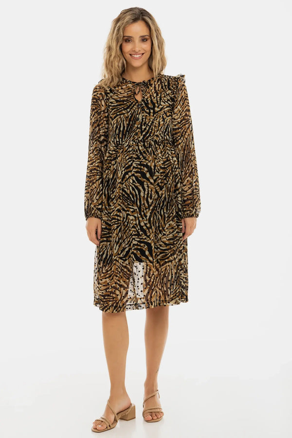 Шифонена рокля за бременни с тигров принт