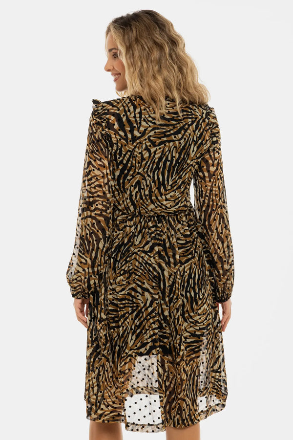 Шифонена рокля за бременни с тигров принт