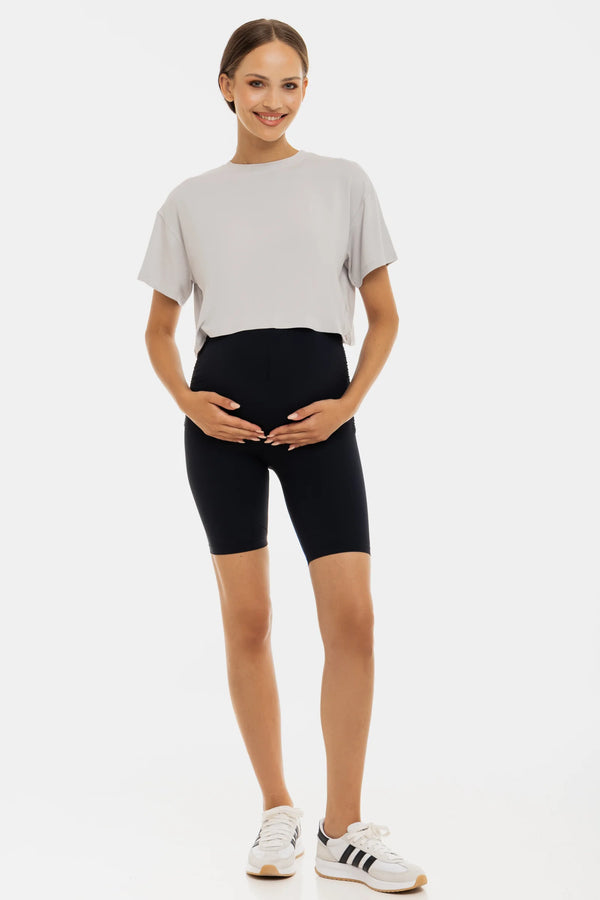Къс клин за бременни с набори - тъмносин