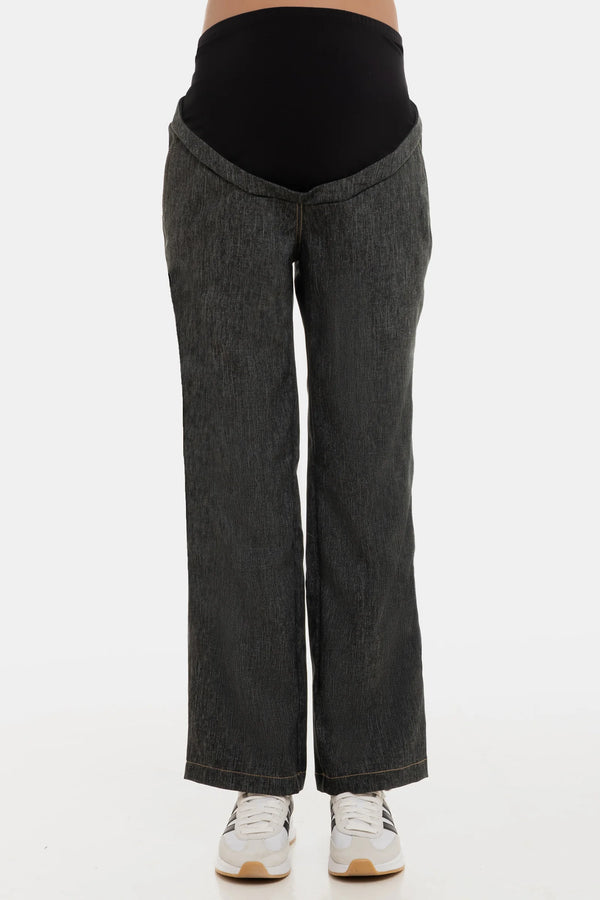 Широки дънки за бременни в сиво