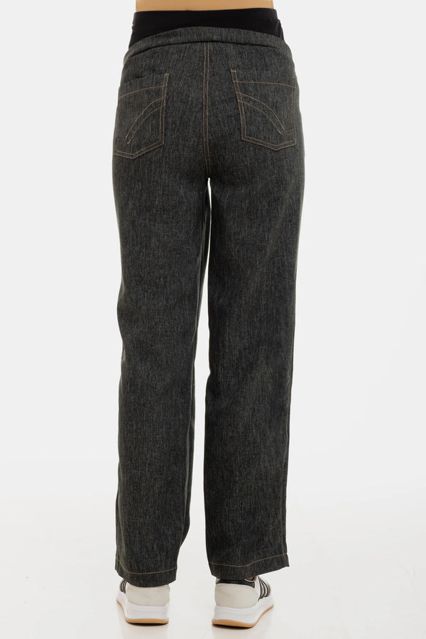 Широки дънки за бременни в сиво