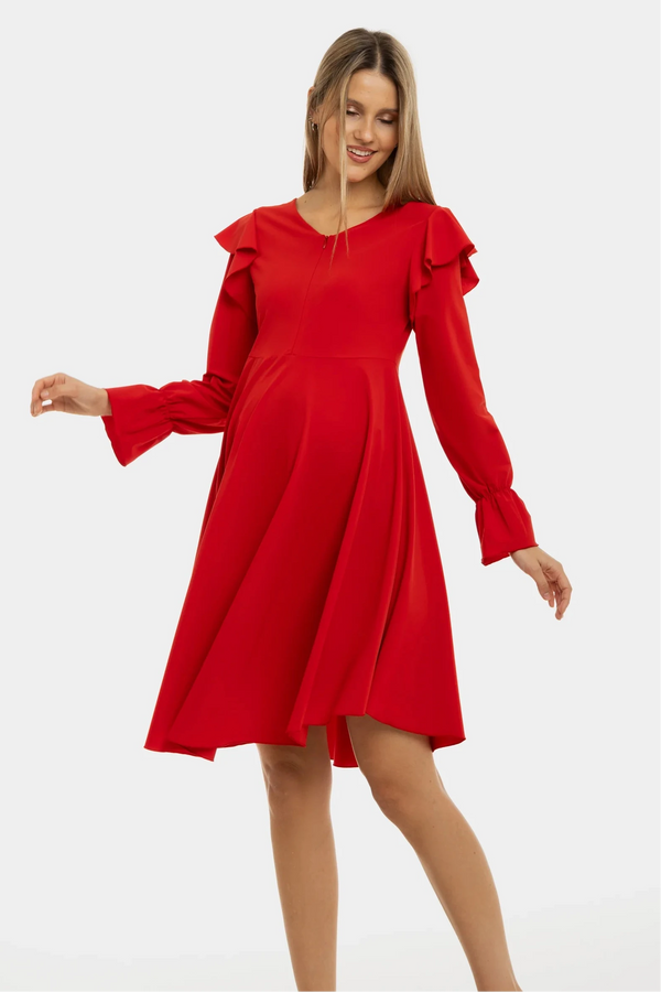 Ефирна рокля за бременни и кърмещи - червена