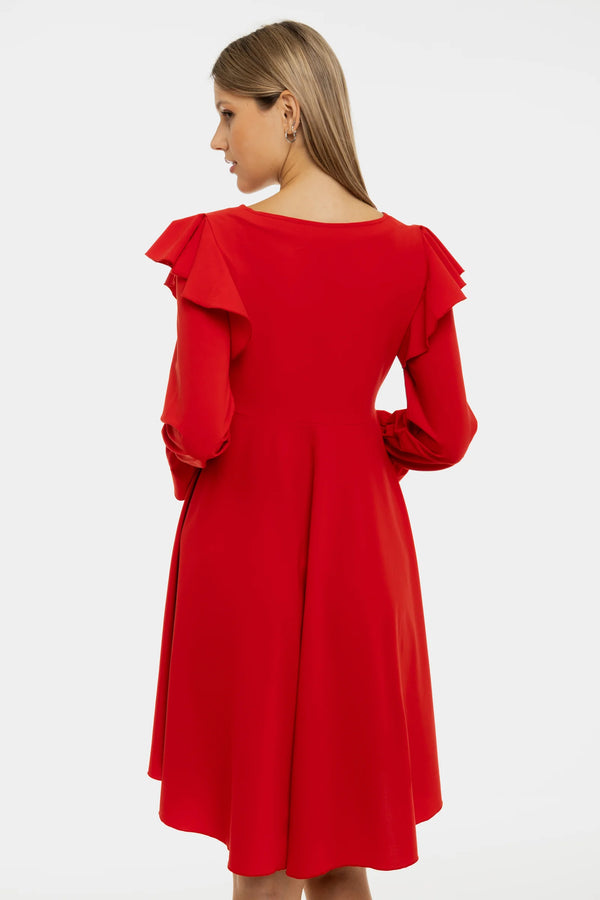 Ефирна рокля за бременни и кърмещи - червена