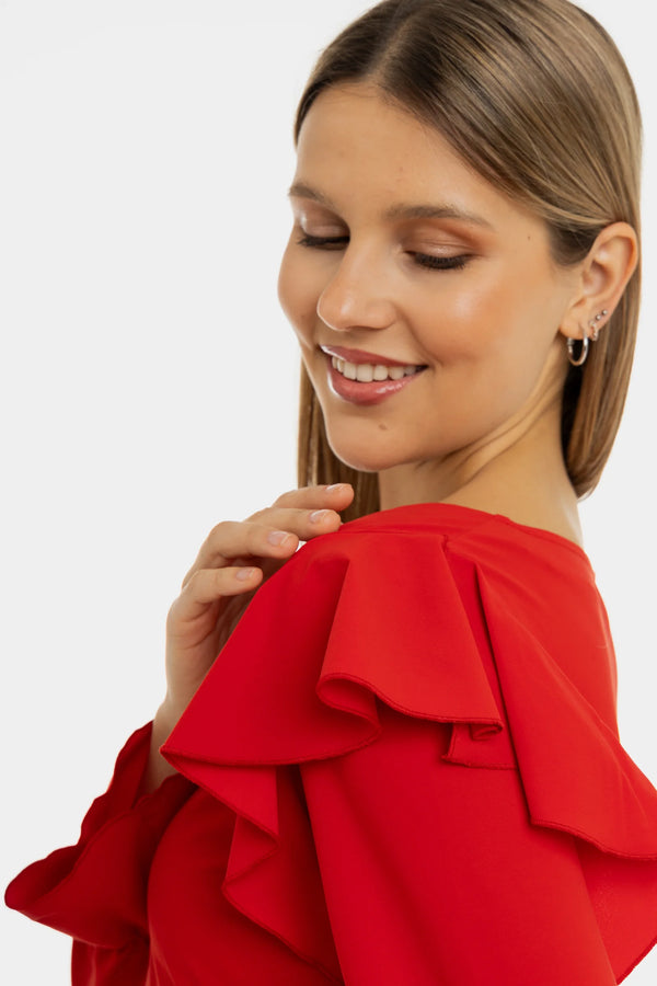 Ефирна рокля за бременни и кърмещи - червена