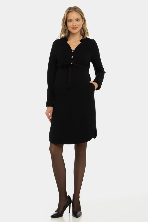 Еластична рокля за бременни и кърмещи - черна