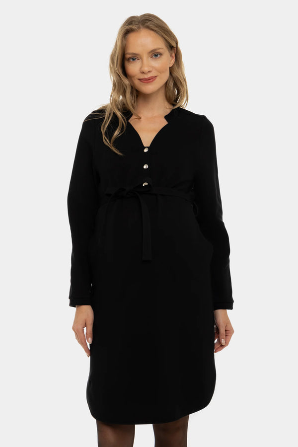 Еластична рокля за бременни и кърмещи - черна
