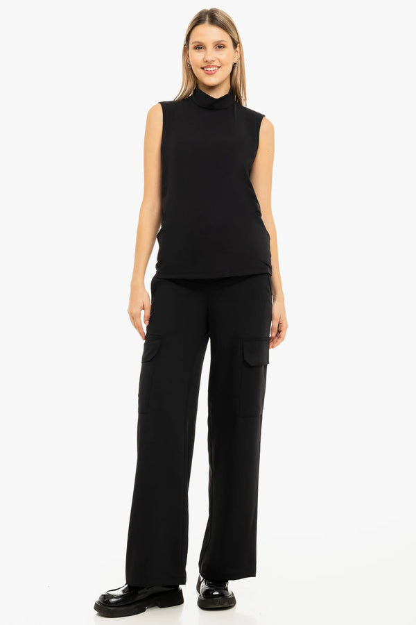 Елегантен черен карго панталон за бременни