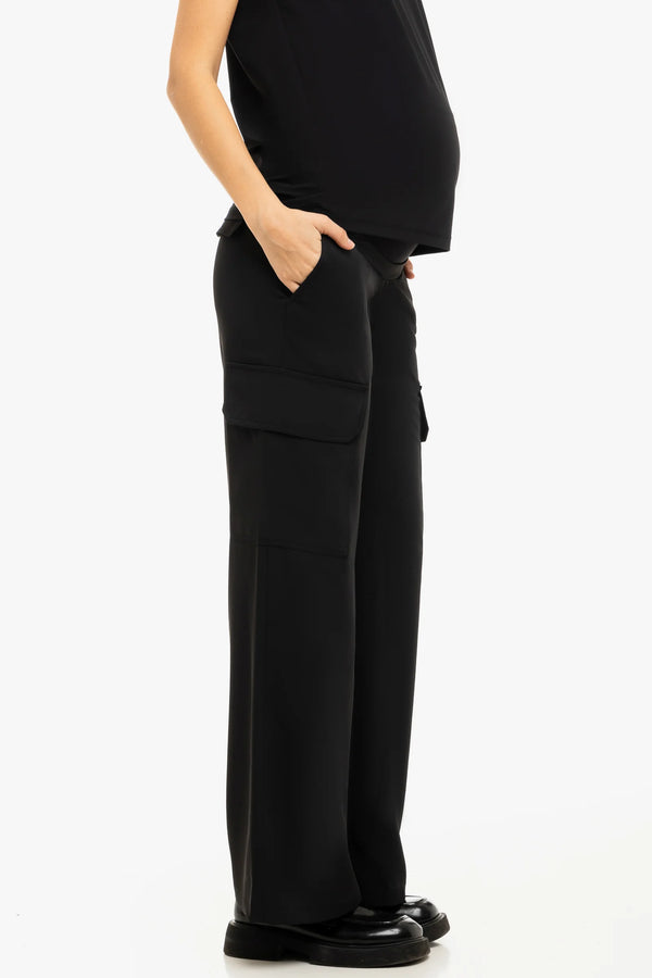 Елегантен черен карго панталон за бременни