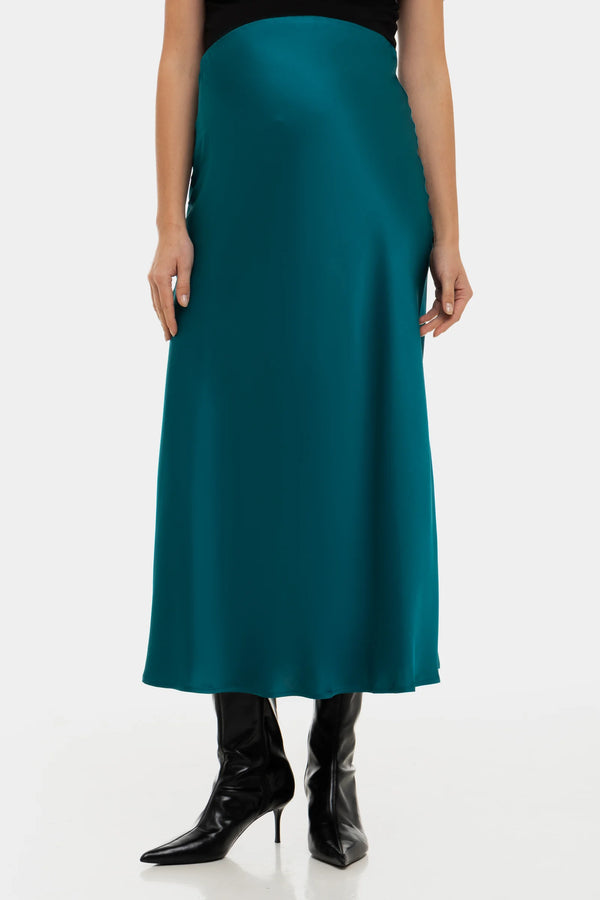 Сатенена пола за бременни - тюркоаз