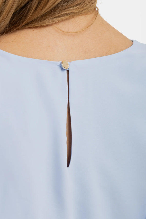 Официална плисирана рокля за бременни - небесносиня