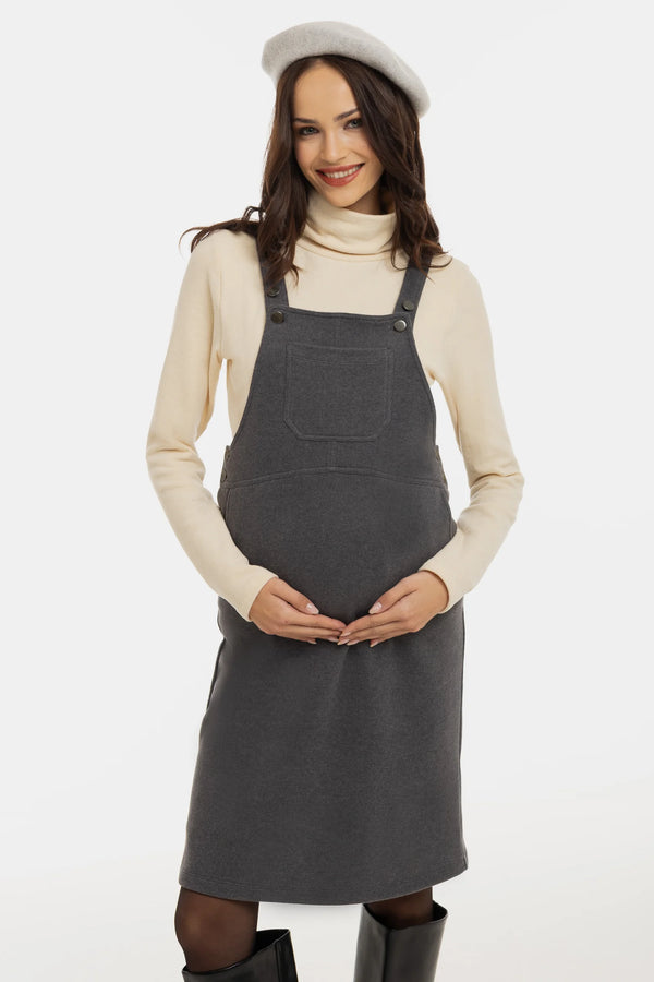 Плетен сукман за бременни и кърмещи - сив