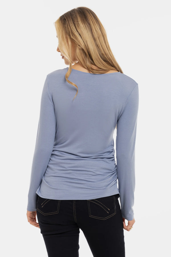 Мека блуза с набори за бременни от модал - синя