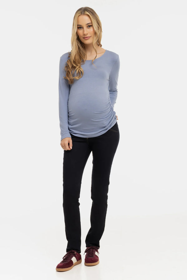 Мека блуза с набори за бременни от модал - синя