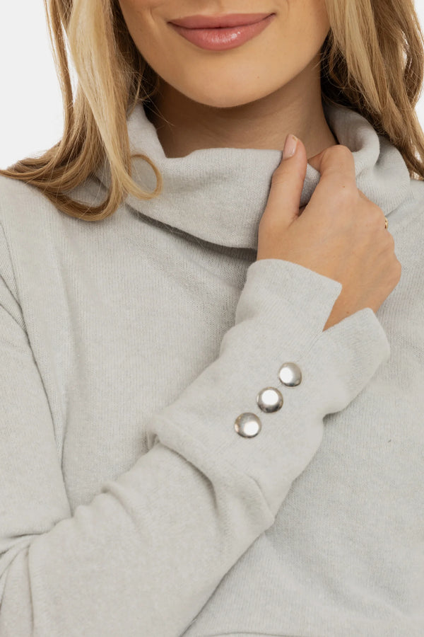 Памучен пуловер с поло яка за бременни и кърмещи