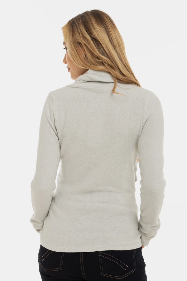 Памучен пуловер с поло яка за бременни и кърмещи