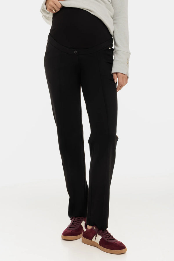 Елегантен панталон за бременни от трико - черен