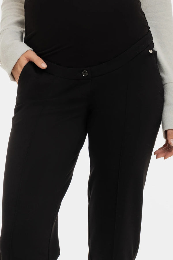 Елегантен панталон за бременни от трико - черен