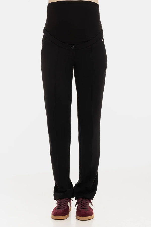 Елегантен панталон за бременни от трико - черен