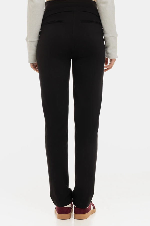 Елегантен панталон за бременни от трико - черен