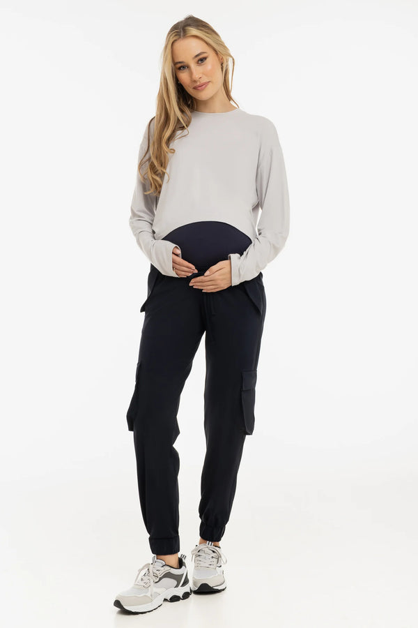 Тъмносин карго панталон за бременни