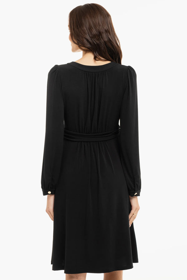 Елегантна рокля за бременни с набори - черна