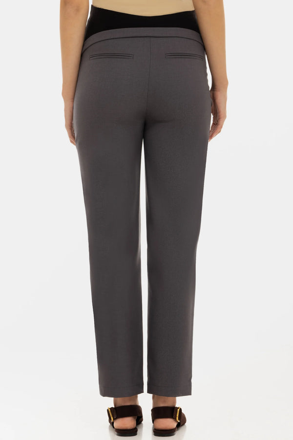 Офис панталон за бременни от вълнена смес - графит