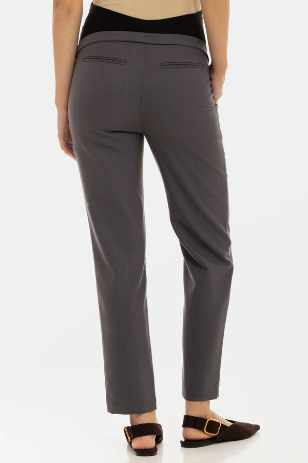 Офис панталон за бременни от вълнена смес - графит