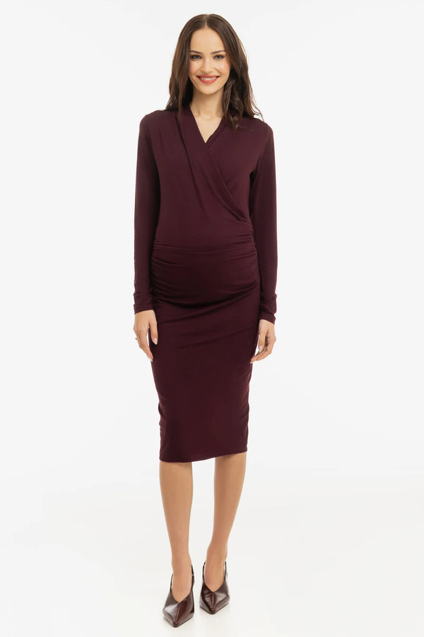 Рокля за бременни и кърмещи тип „Прегърни ме“ - бордо