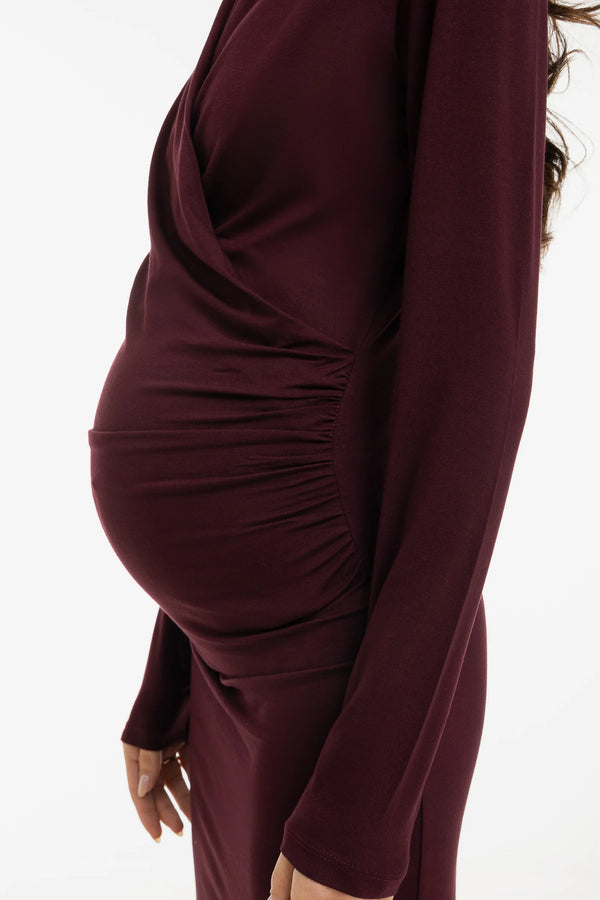Рокля за бременни и кърмещи тип „Прегърни ме“ - бордо
