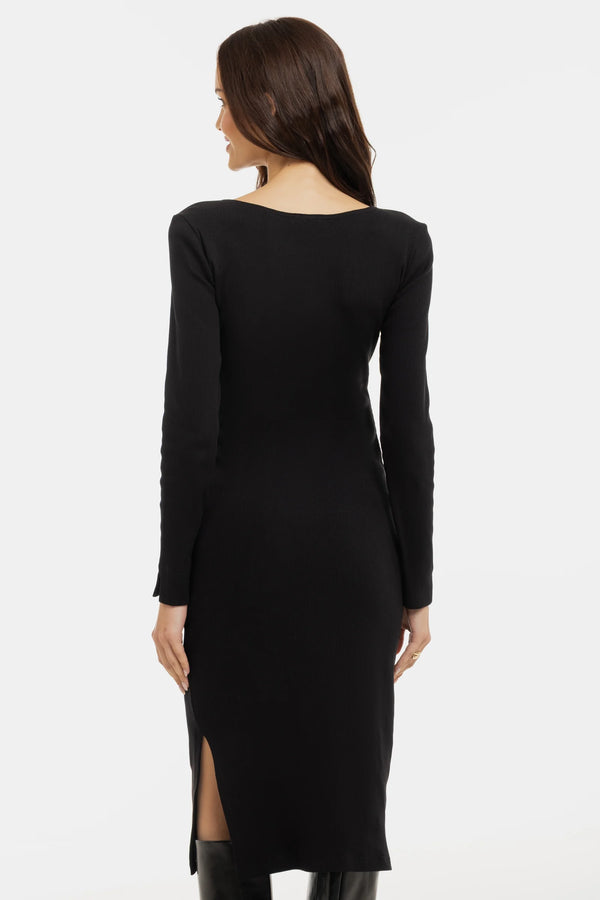 Рипсена памучна рокля за бременни и кърмещи - черна