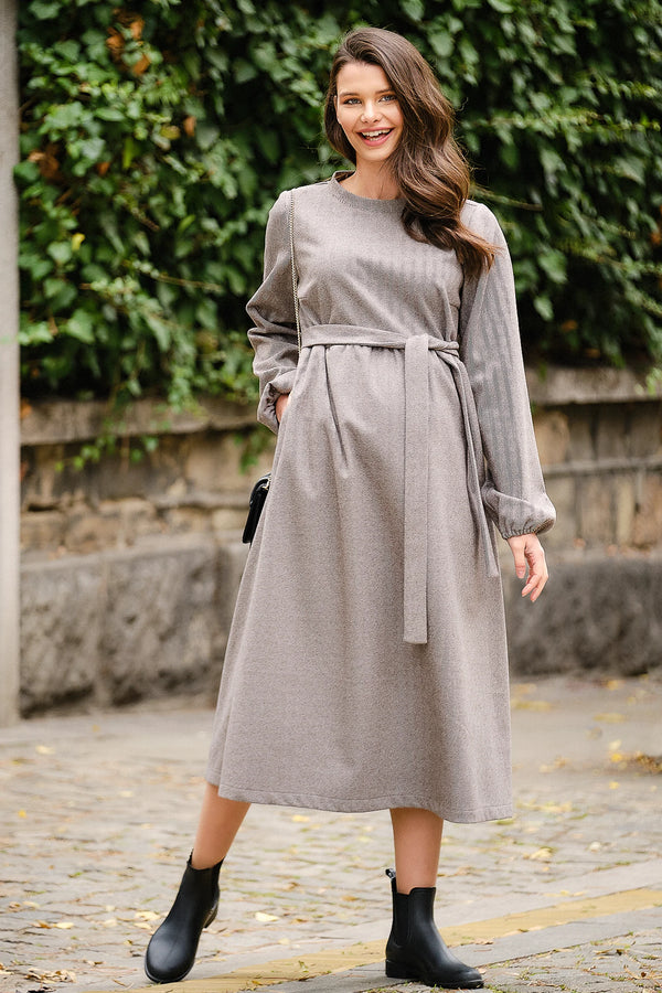 Елегантна дълга рокля за бременни рибена кост