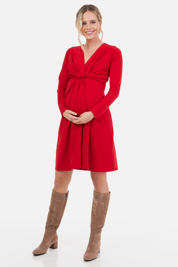 Елегантна рокля за бременни с възел