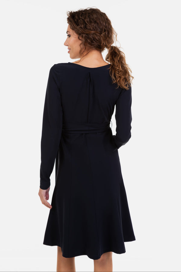 Разкроена рокля за бременни и кърмещи - тъмносиня