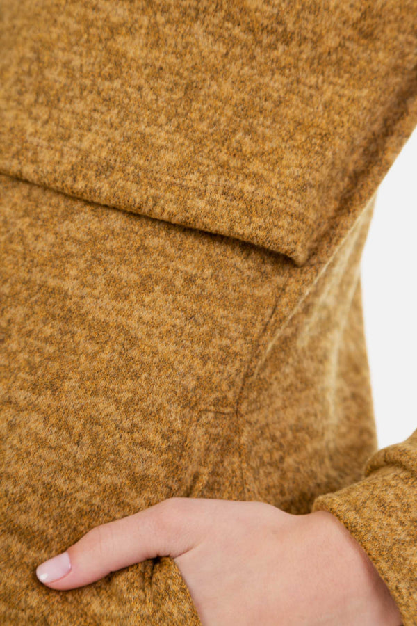 Рокля за бременни и кърмещи с качулка - охра