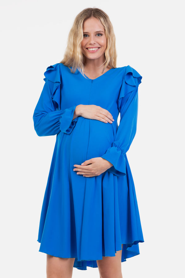 Ефирна рокля за бременни и кърмещи - синя