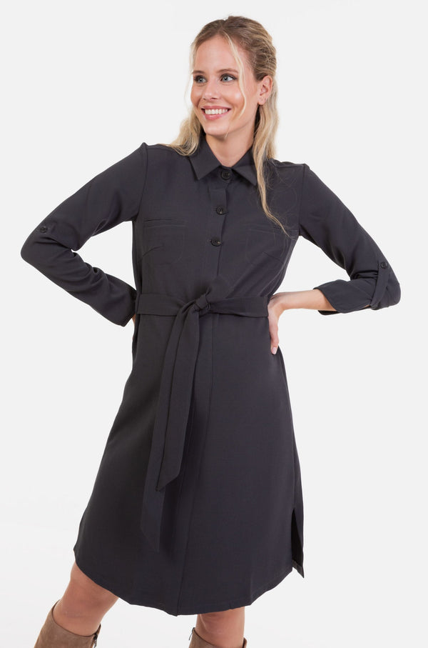 Рокля-риза за бременни и кърмещи от релефна материя - сива