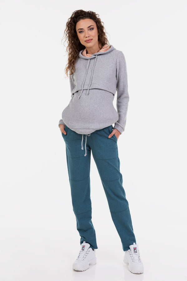 Спортен панталон за бременни - петрол