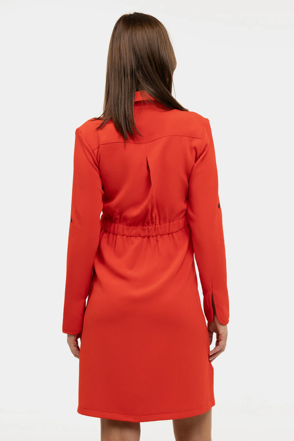 Рокля-риза за бременни и кърмещи от релефна материя - червена