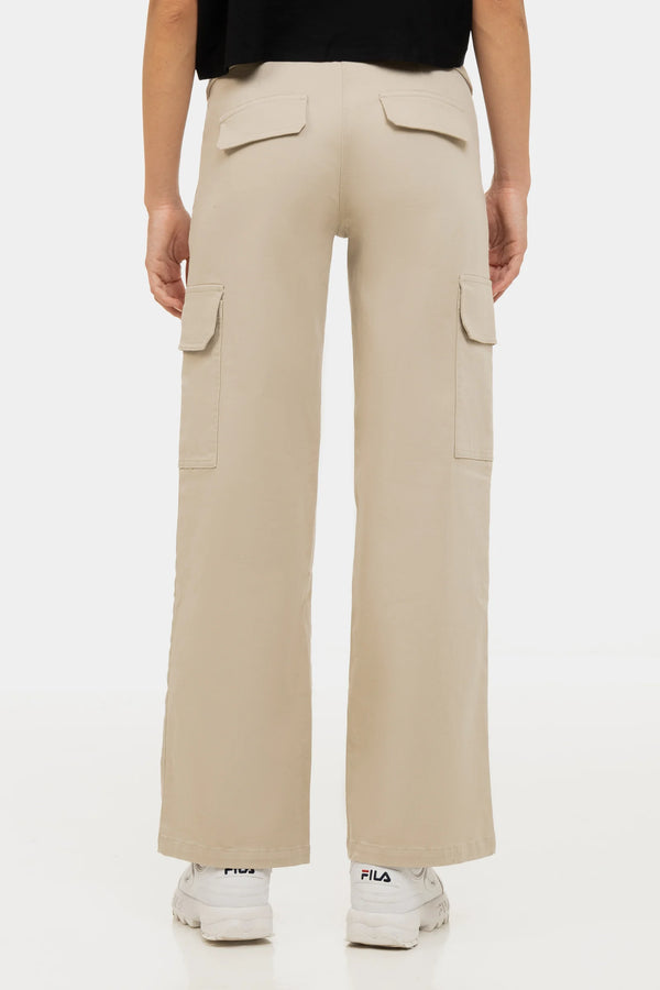 Памучен карго панталон за бременни - бежов