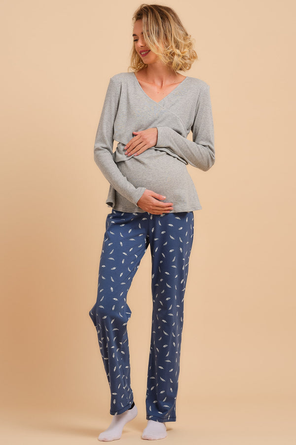 Памучна пижама за бременни и кърмещи
