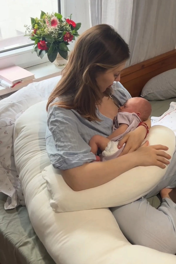 Възглавница за бременни 3 в 1 - органичен памук - екрю